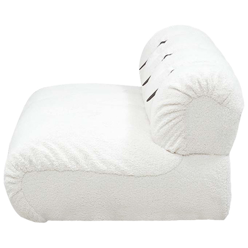 Двухместный диван без подлокотников белый с обивкой букле и ремешками из кожи Blaise Boucle Sofa