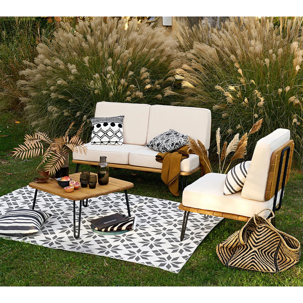 Двухместный диван из акации без подлоконтиков Amra