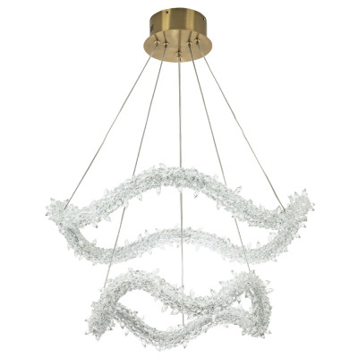 Двухъярусная кольцевая люстра с хрустальным декором Gilbertine Crystal Wavy Ring Chandelier