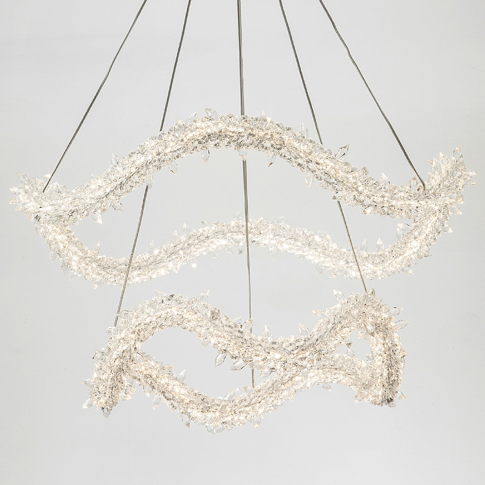 Двухъярусная кольцевая люстра с хрустальным декором Gilbertine Crystal Wavy Ring Chandelier