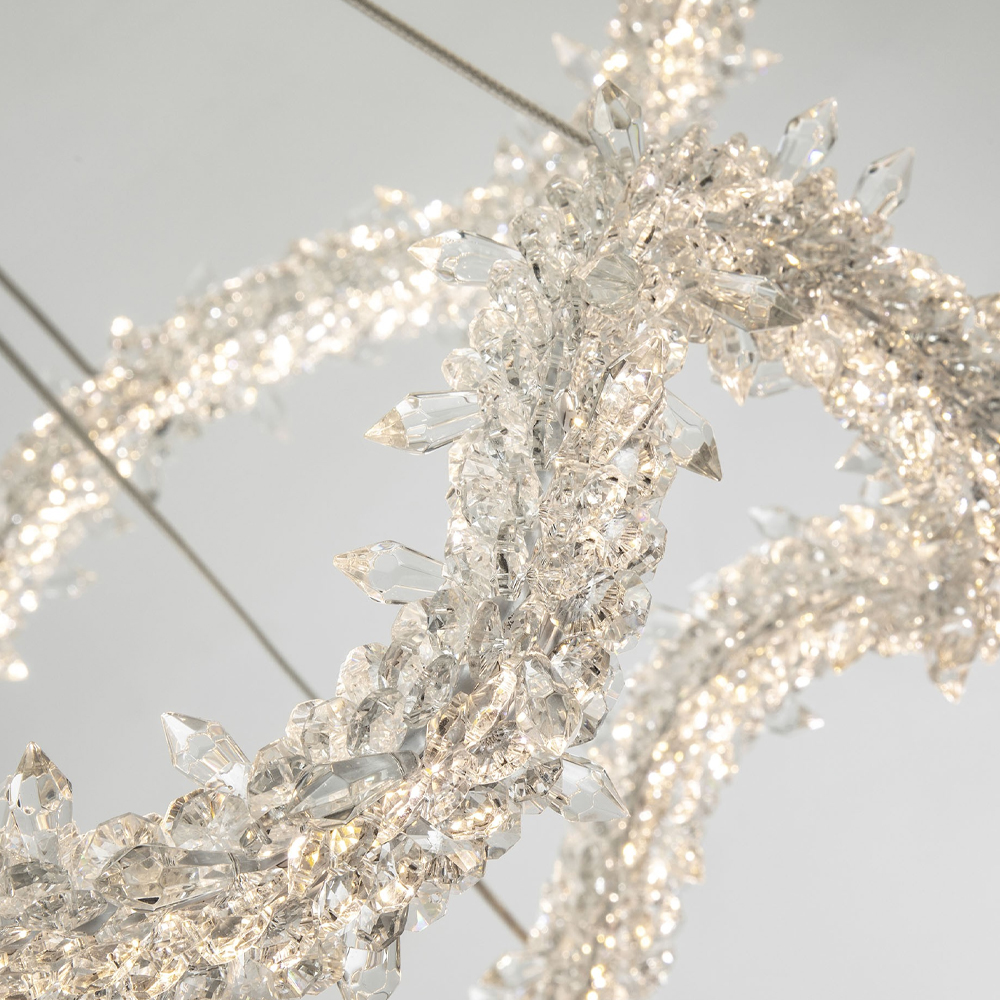 Двухъярусная кольцевая люстра с хрустальным декором Gilbertine Crystal Wavy Ring Chandelier