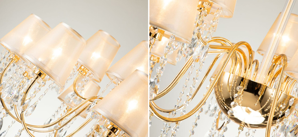 Двухъярусная люстра золотого цвета с хрустальным декором Dainty Light