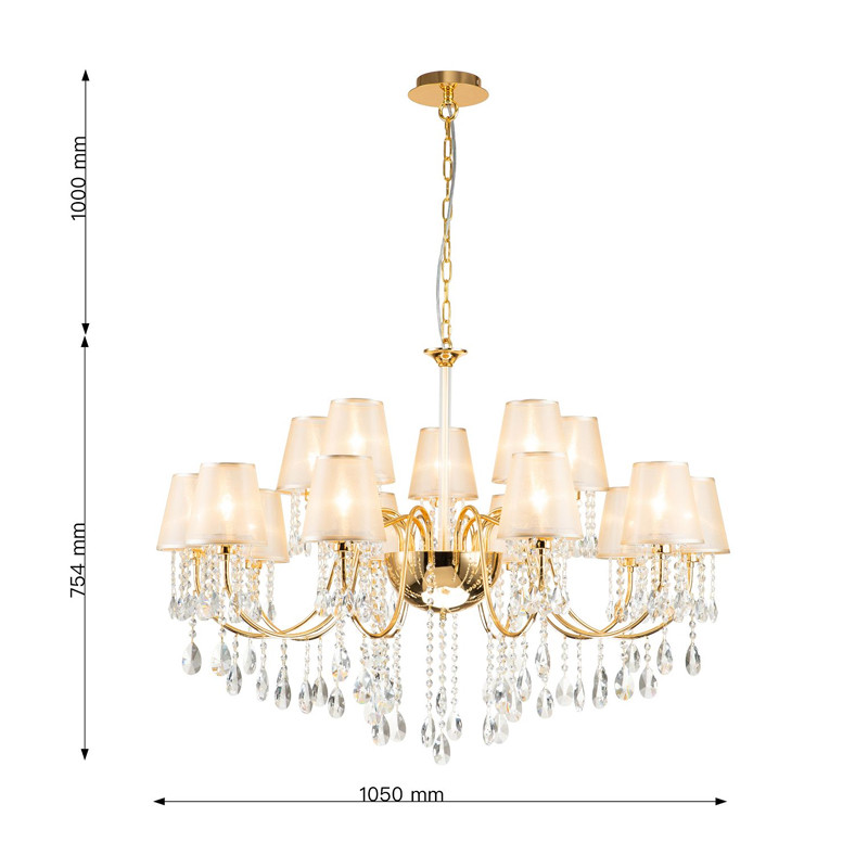 Двухъярусная люстра золотого цвета с хрустальным декором Dainty Light