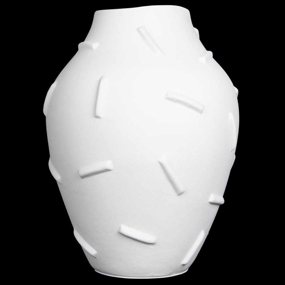 Декоративная ваза белая керамическая с абстрактным объемным декором Molecule Collection