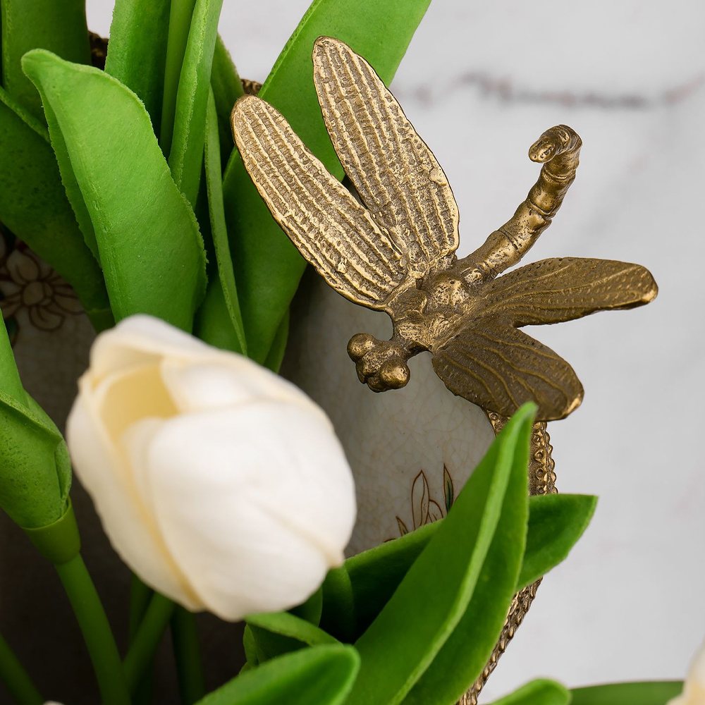 Декоративная ваза из фарфора с бронзовыми вставками Eden Garden