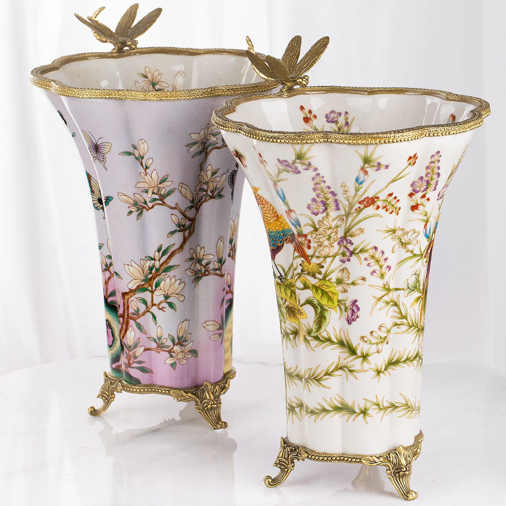 Декоративная ваза из фарфора с бронзовыми вставками Eden Garden