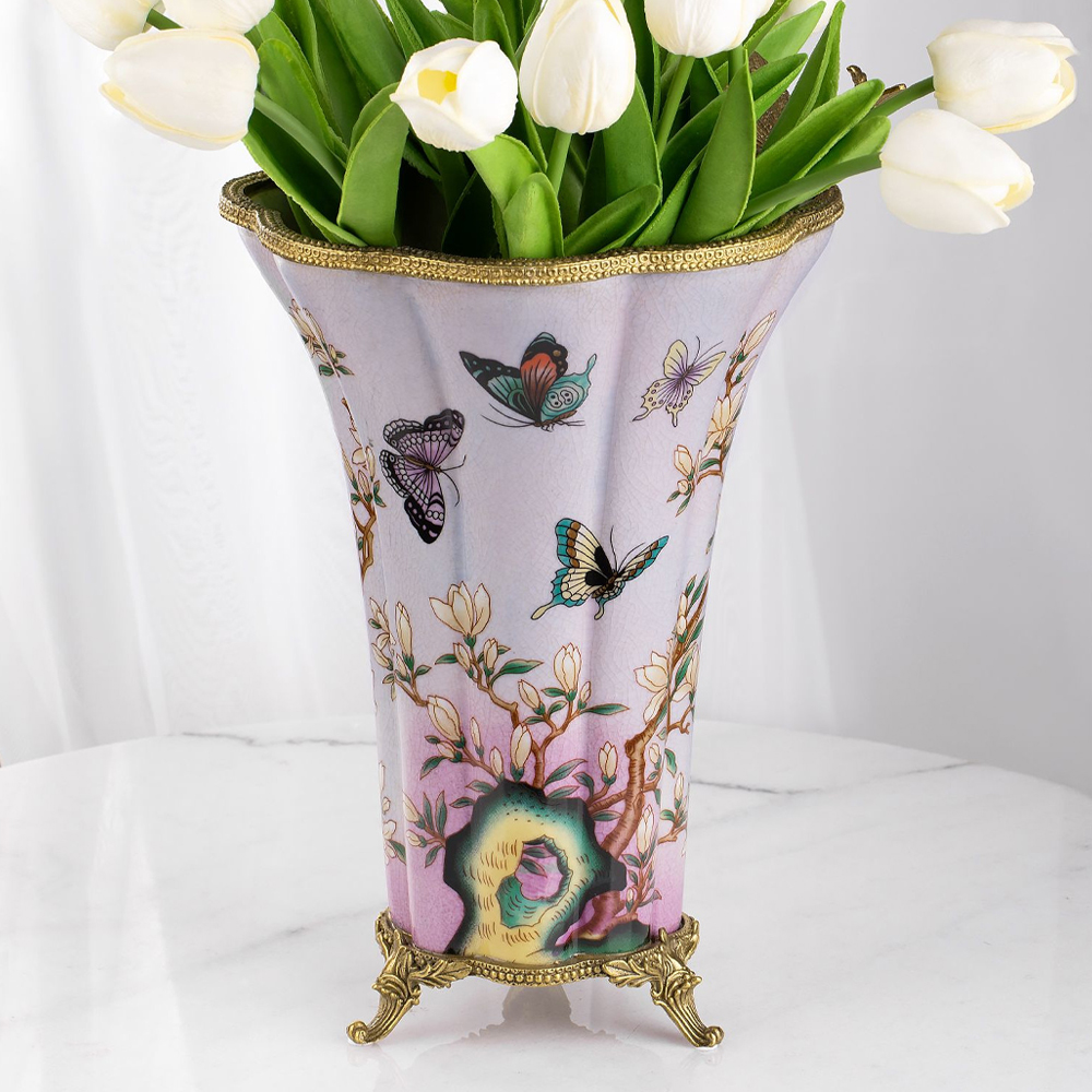 Декоративная ваза из фарфора с бронзовыми вставками Eden Garden