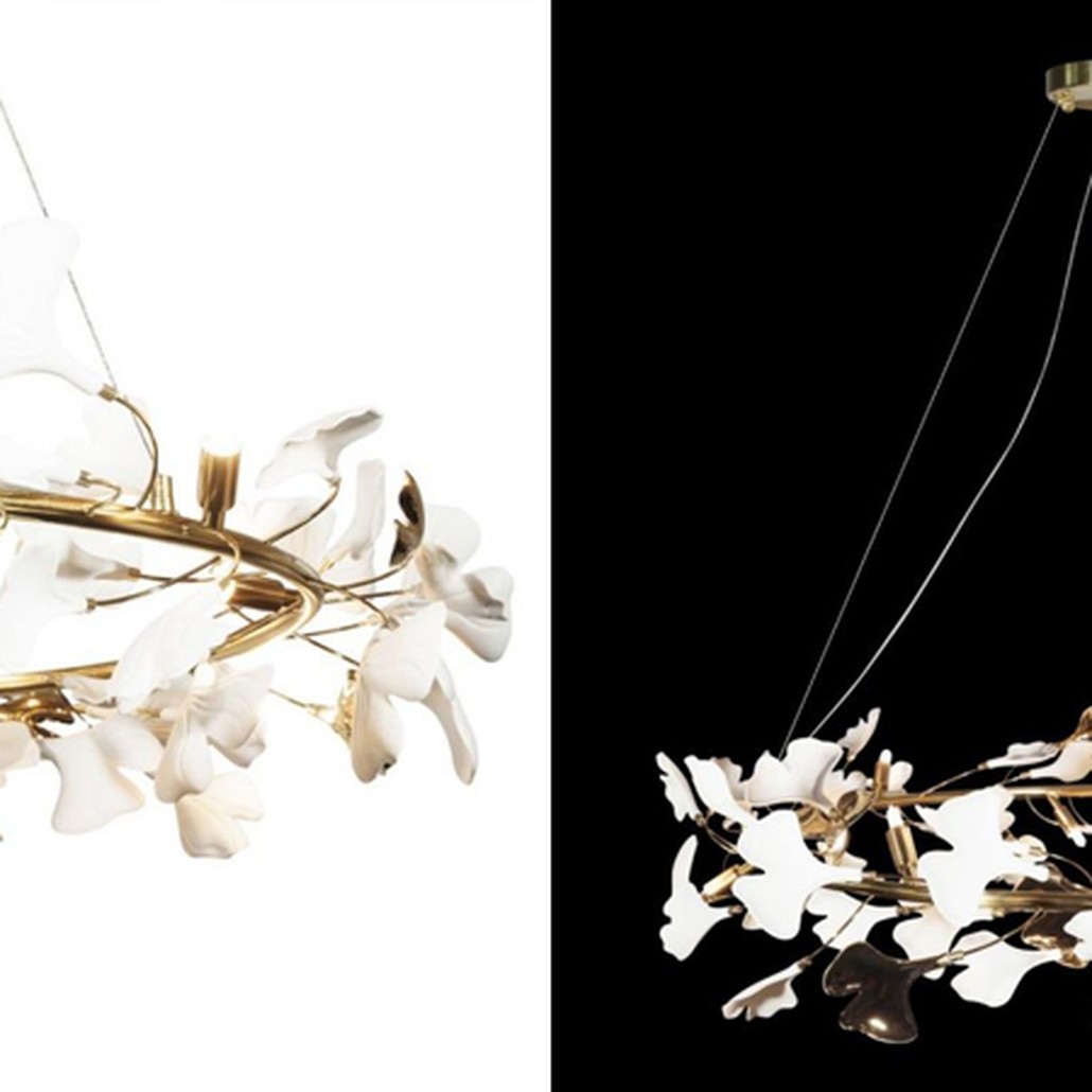 Декоративная люстра Wintery flover Gold с Белыми плафонами