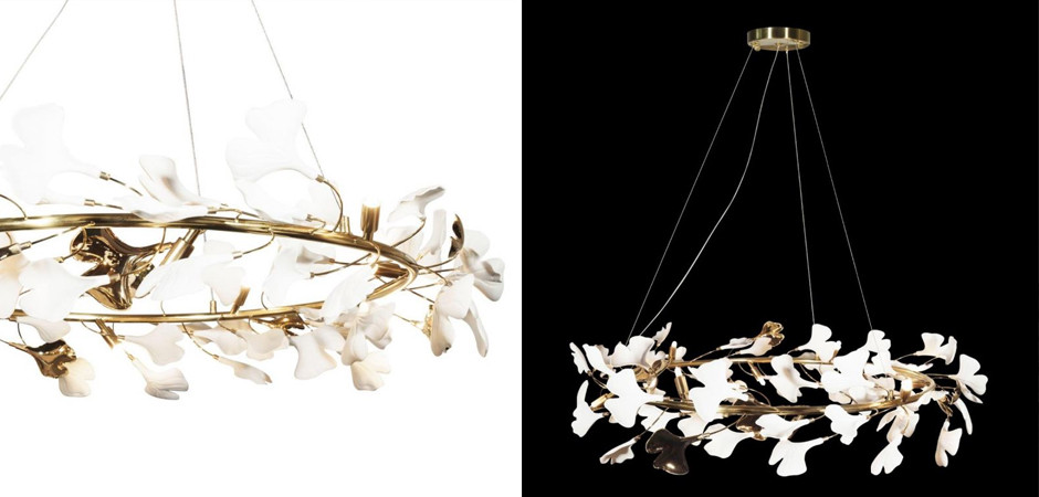 Декоративная люстра Wintery flover Gold с Белыми плафонами