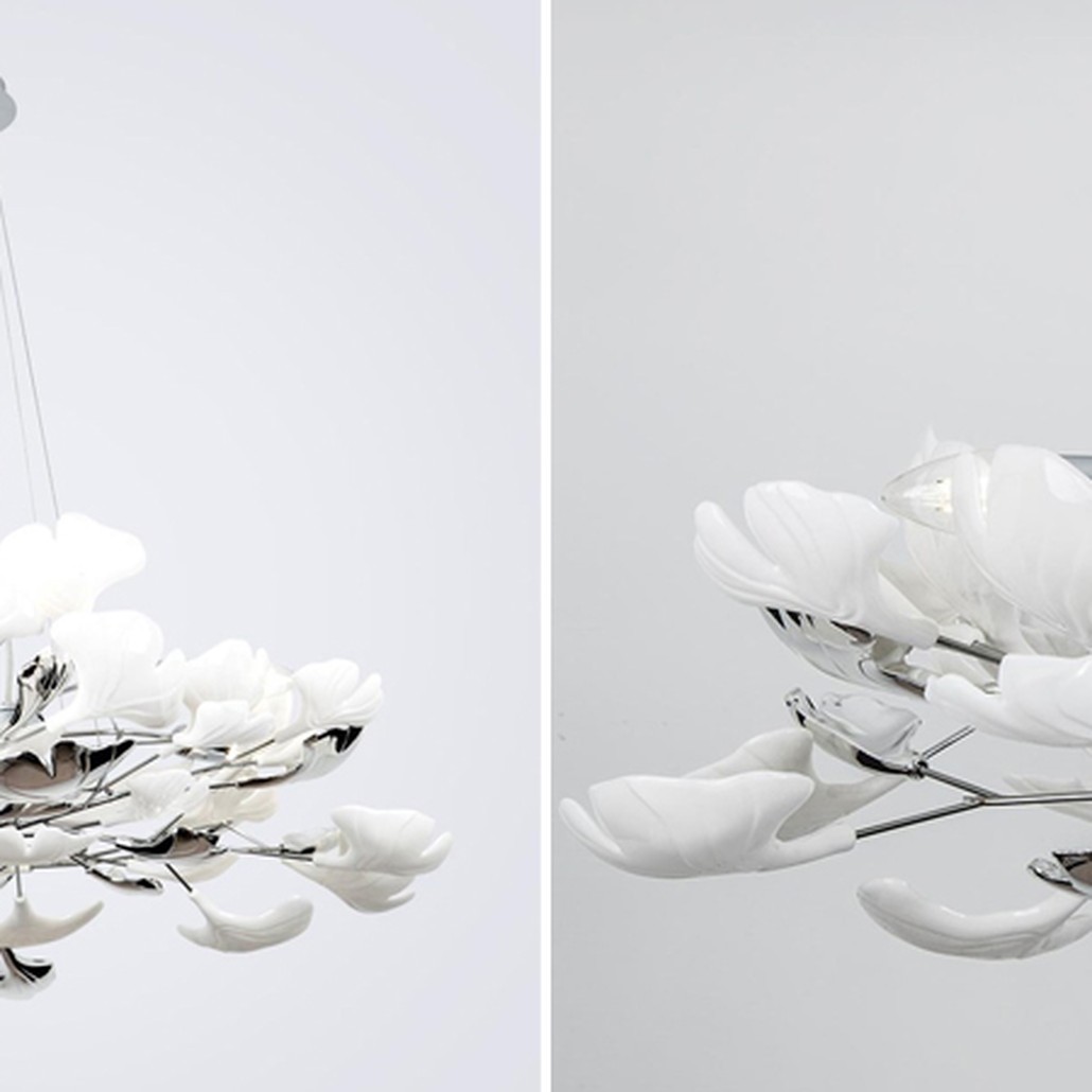Декоративная люстра Wintery flover Silver с Белыми плафонами
