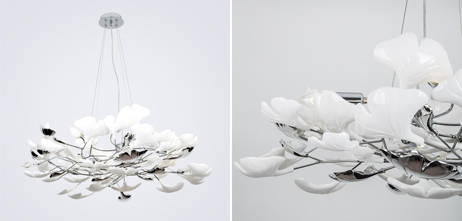 Декоративная люстра Wintery flover Silver с Белыми плафонами