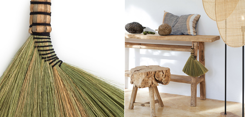 Декоративная метла с плетёной ручкой