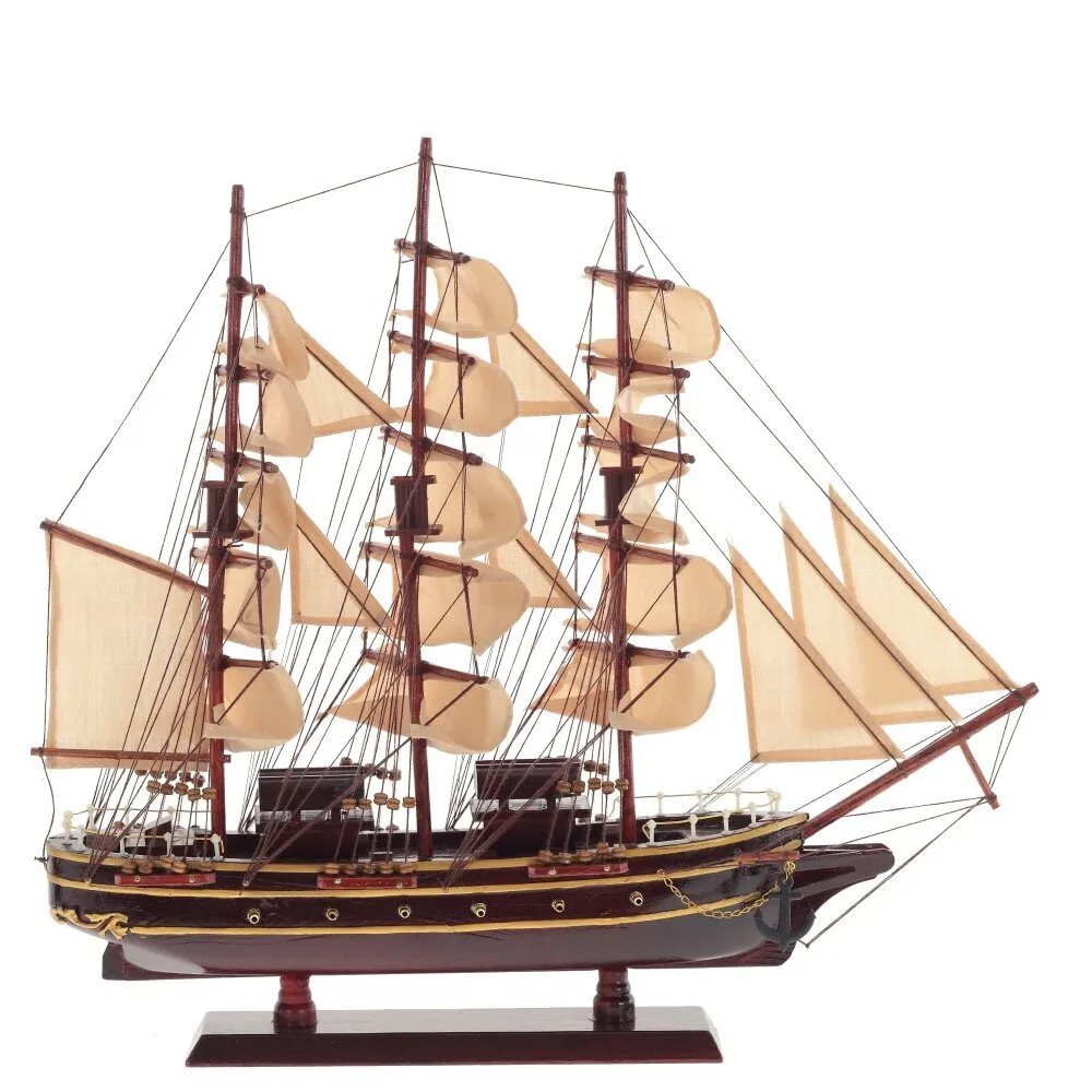 Декоративная модель деревянного коричневого парусника в подарочной упаковке With The low