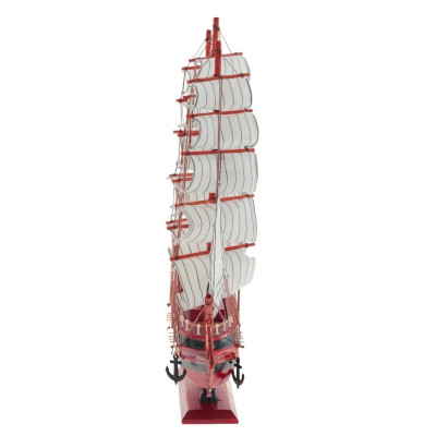 Декоративная модель деревянного красного парусника в подарочной упаковке With The low