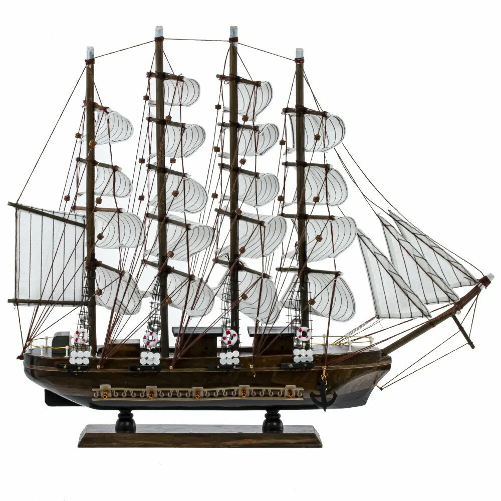 Декоративная модель деревянного тёмно-коричневого парусника в подарочной упаковке With The low