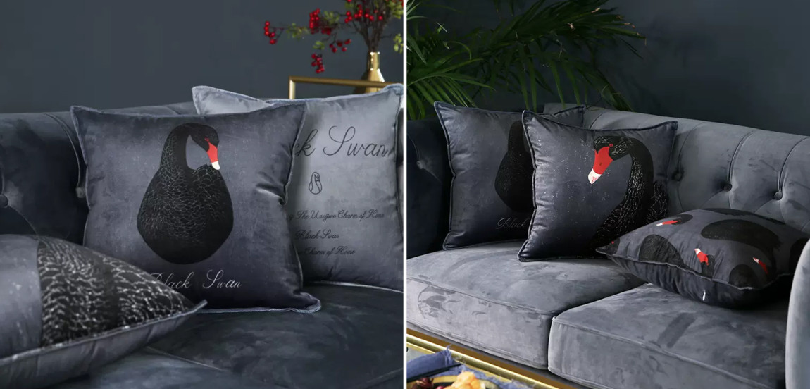 Декоративная подушка Black Swan I Cushion Черная