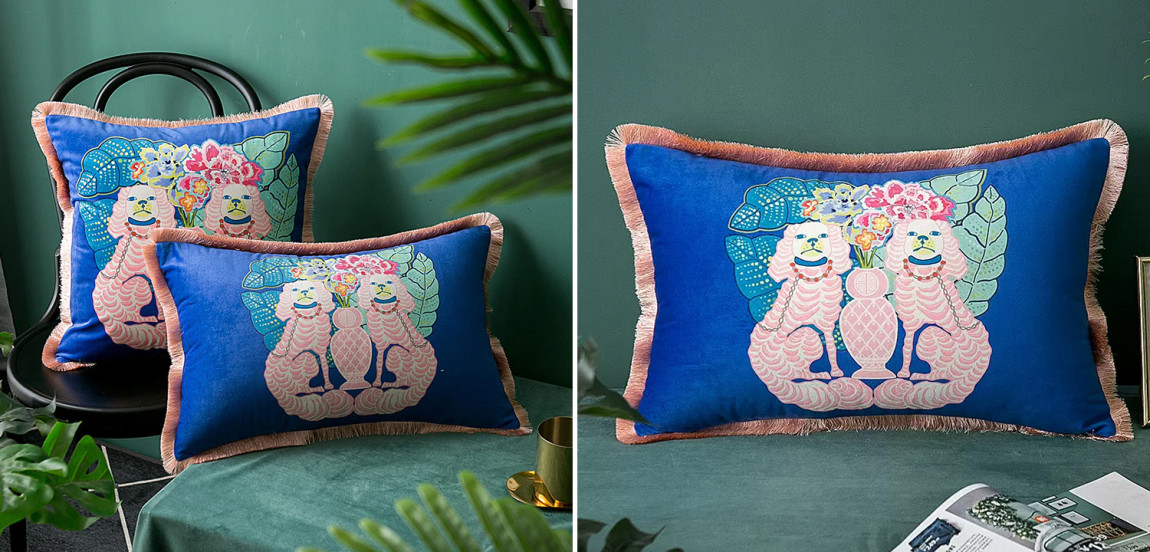 Декоративная подушка Two Dogs on Blue Long Cushion