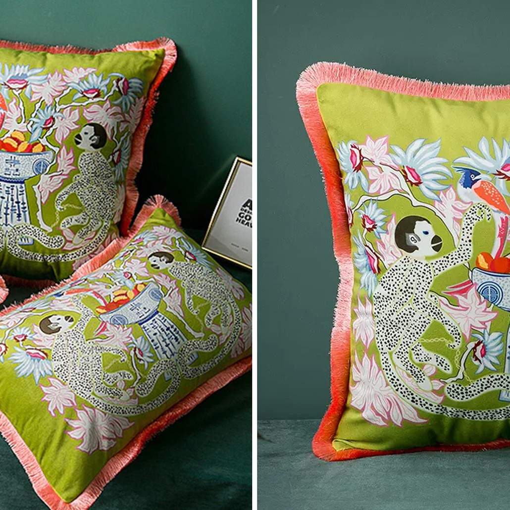 Декоративная подушка Two Monkeys Green Cushion