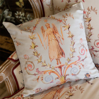 Декоративная подушка светло-серая с растительным орнаментом Raffael Angel Grey Cushion