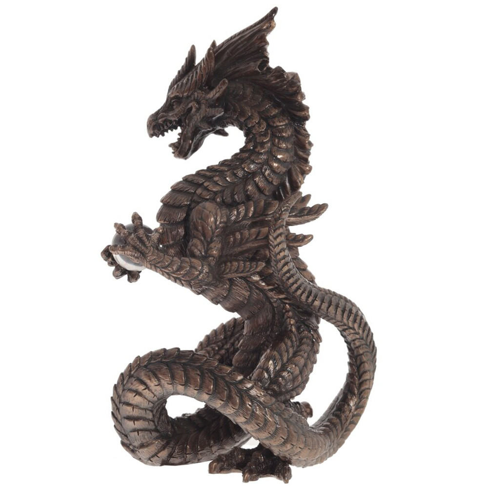 Декоративная статуэтка Дракон Dark Bronze Dragon Holding Sphere Statuette