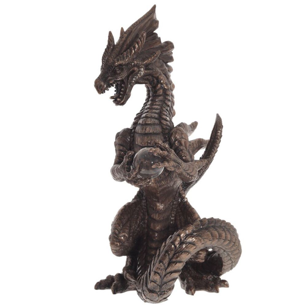 Декоративная статуэтка Дракон Dark Bronze Dragon Holding Sphere Statuette