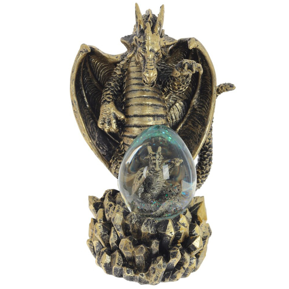 Декоративная статуэтка Дракон и стеклянное яйцо Dragon and Glass Egg Gold Black