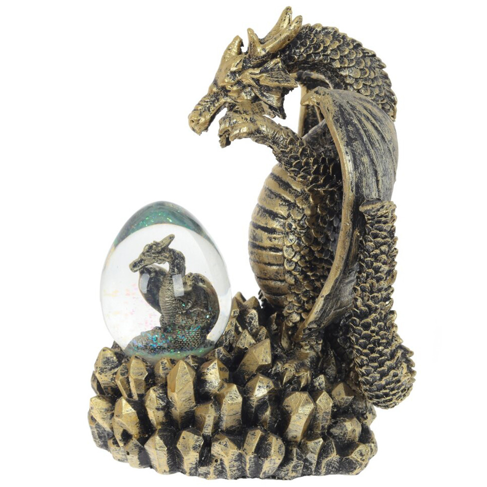 Декоративная статуэтка Дракон и стеклянное яйцо Dragon and Glass Egg Gold Black