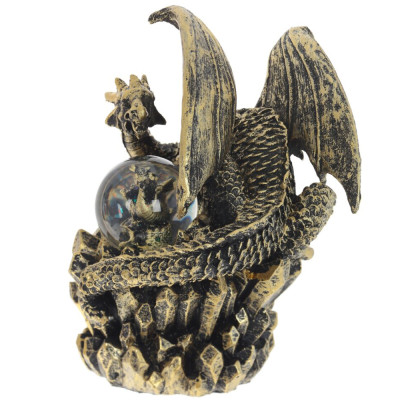 Декоративная статуэтка Дракон со стеклянным шаром Dragon and Glass Ball Gold Black
