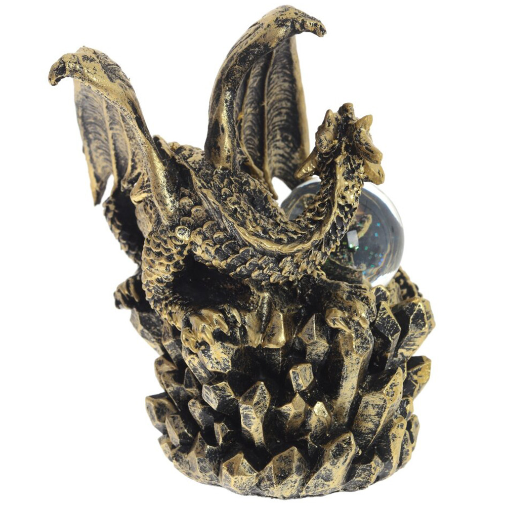 Декоративная статуэтка Дракон со стеклянным шаром Dragon and Glass Ball Gold Black