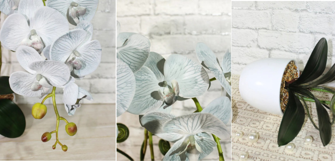 Декоративный искусственный цветок Orchid gray