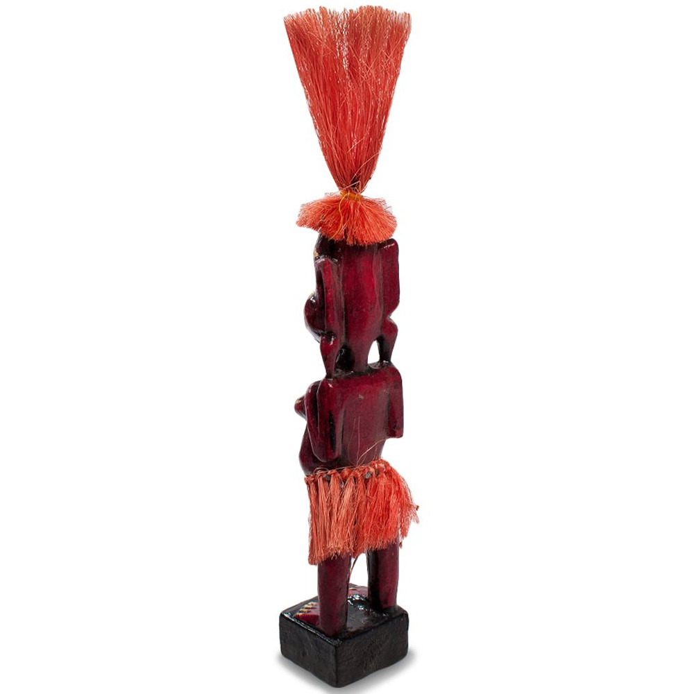 Деревянная декоративная статуэтка Asmat Red Straw Headdress Statuette Red