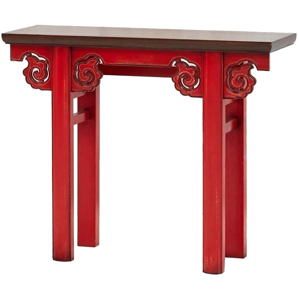 Деревянная консоль в китайском стиле красная Tang Console Table
