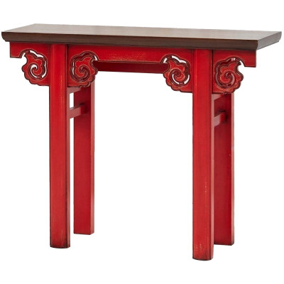 Деревянная консоль в китайском стиле красная Tang Console Table