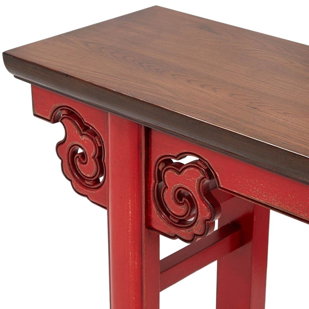 Деревянная консоль в китайском стиле красная Tang Console Table