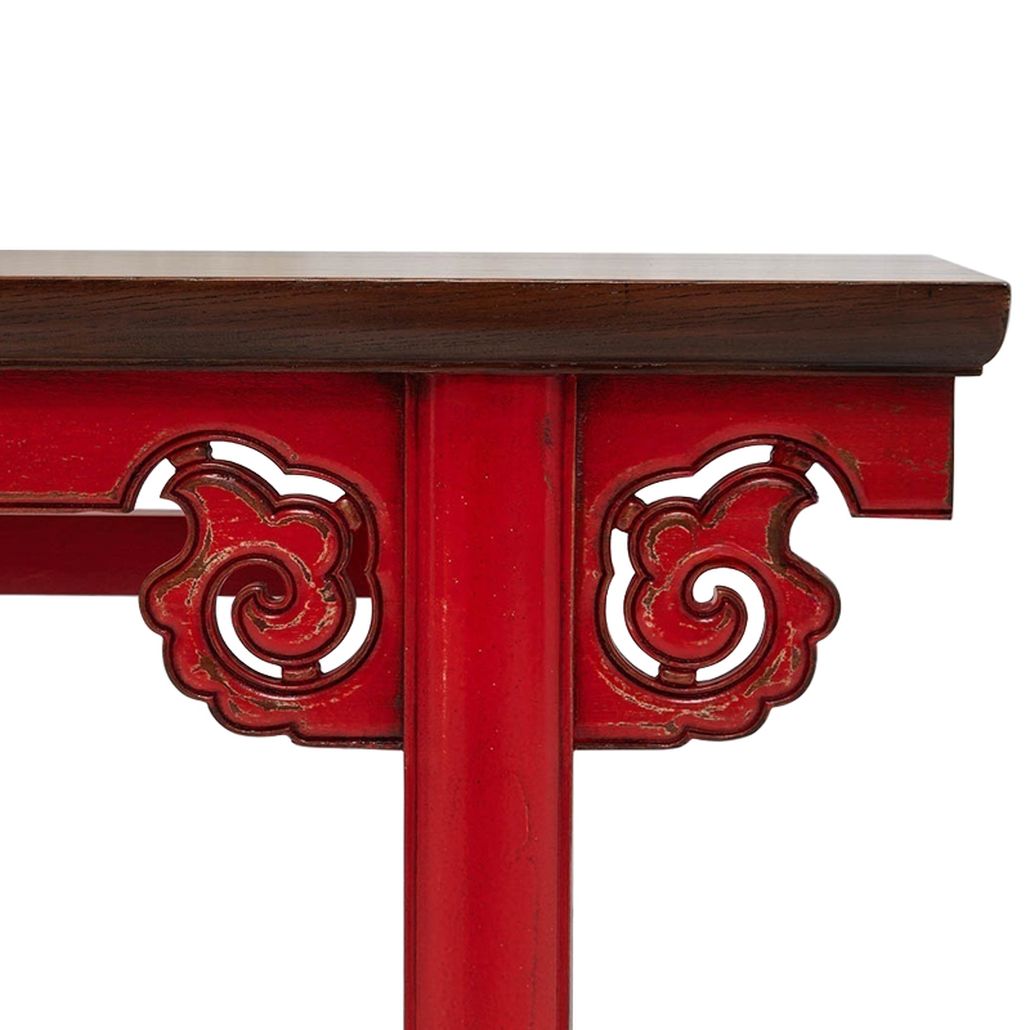Деревянная консоль в китайском стиле красная Tang Console Table