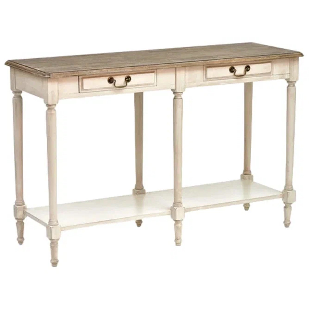 Деревянная консоль с двумя ящиками Margery Provence Console Table
