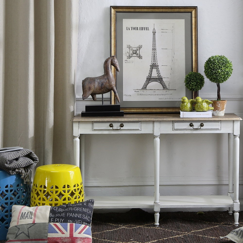 Деревянная консоль с двумя ящиками Margery Provence Console Table