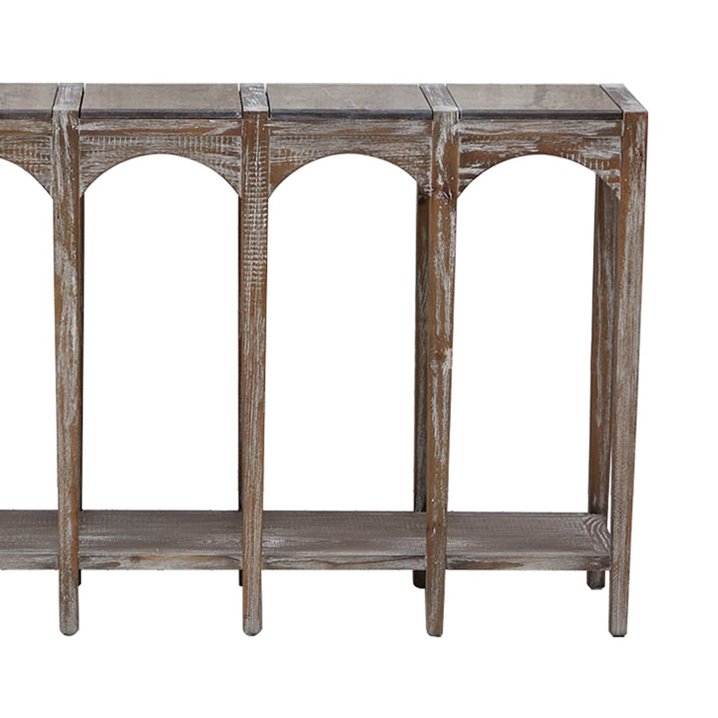 Деревянная консоль с каменной столешницей Beata Wood Console
