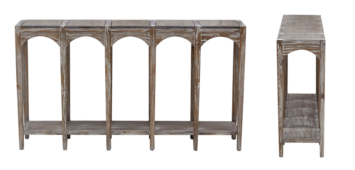 Деревянная консоль с каменной столешницей Beata Wood Console