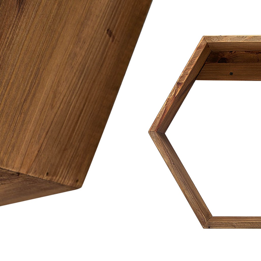 Деревянная полка в виде шестиугольника Wood Honeycomb Shelf