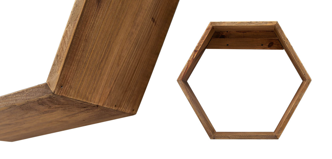Деревянная полка в виде шестиугольника Wood Honeycomb Shelf