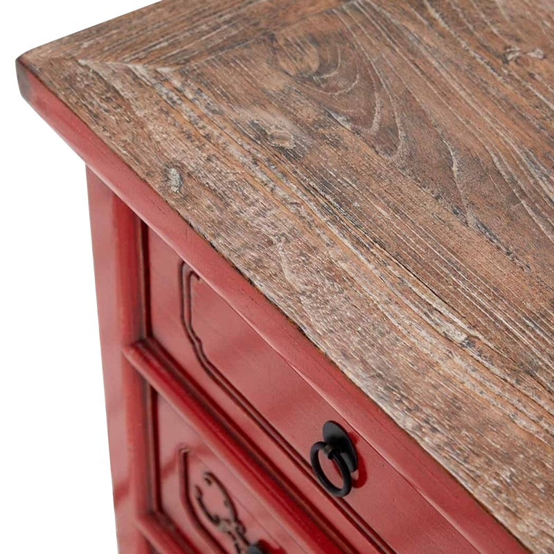 Деревянная ТВ-тумба в китайском стиле с 5-ю выдвижными ящиками Chinese TV Stand Red