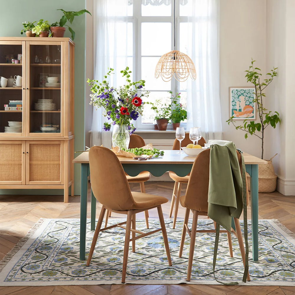 Деревянный обеденный стол Wavy Wooden Dining Table Green