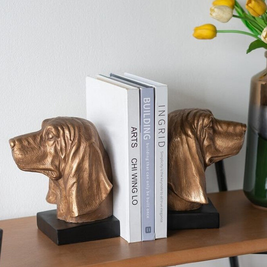 Держатель для книг с бронзовыми фигурками головы собаки Dog Elegance