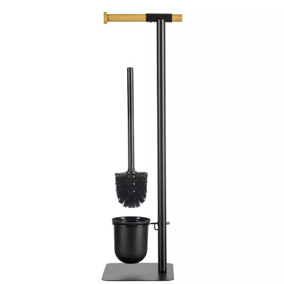 Держатель для туалетной бумаги с подвесным ершиком Black Bathroom Accessory
