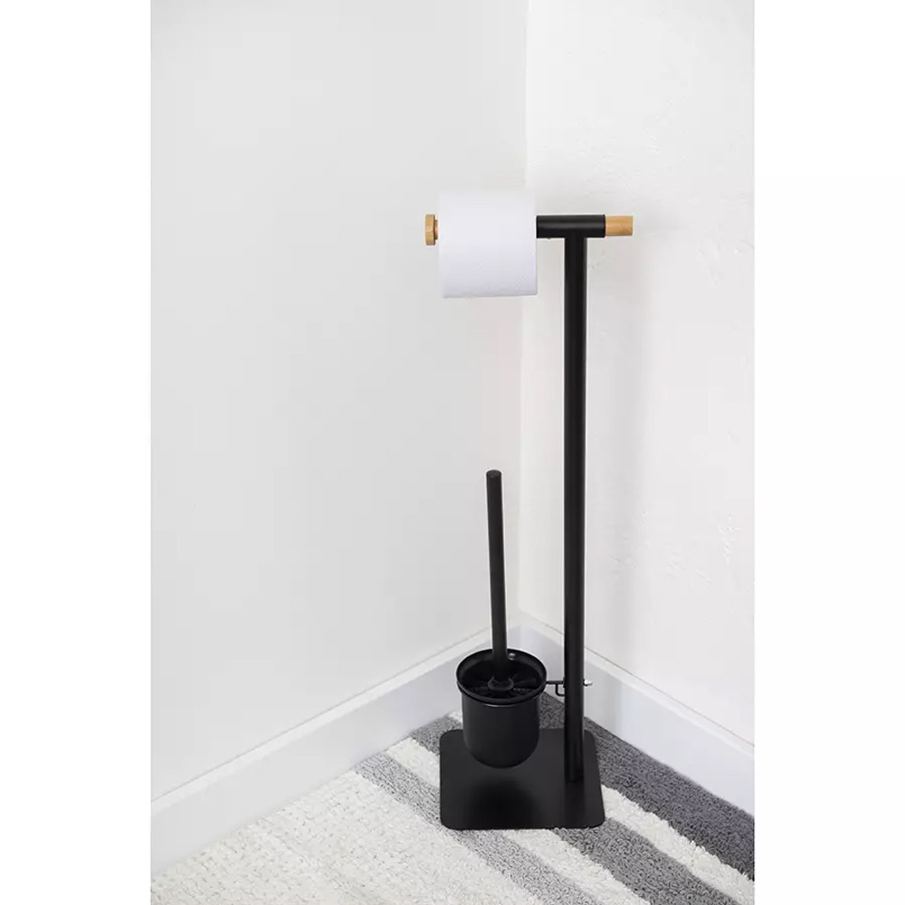 Держатель для туалетной бумаги с подвесным ершиком Black Bathroom Accessory
