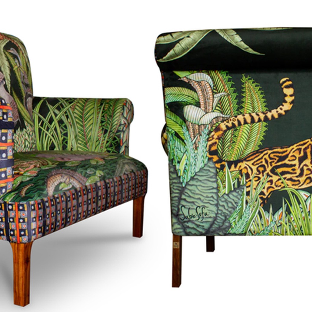 Диван Ardmore Design Sabie Sofa in Tanzanite Зеленый Тропический Орнамент
