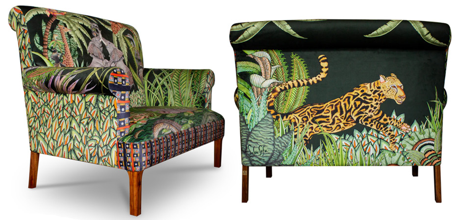 Диван Ardmore Design Sabie Sofa in Tanzanite Зеленый Тропический Орнамент