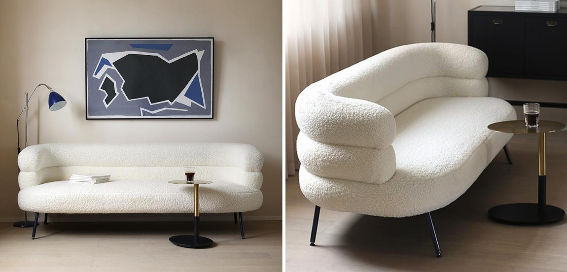 Диван Boyle White Boucle Sofa