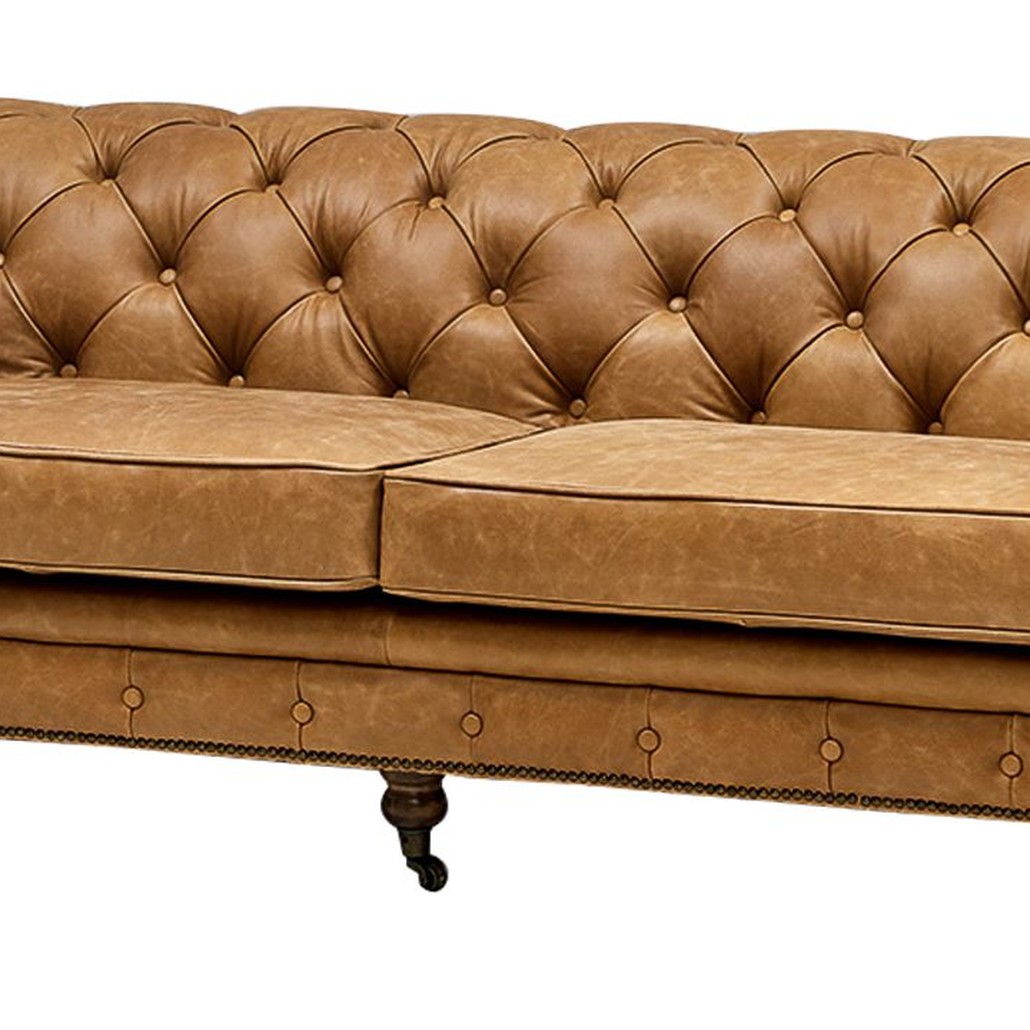 Диван Chesterfield Cinnamon Leather Sofa из винтажной кожи